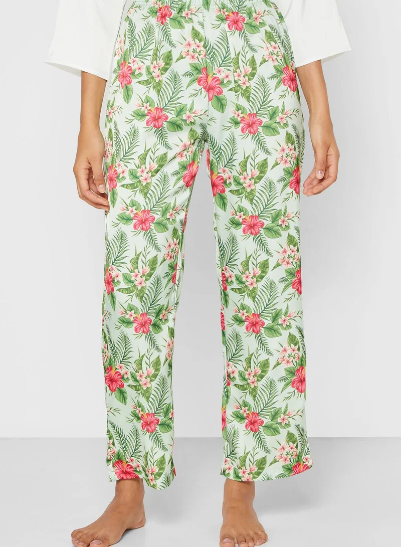 ELLA Floral Print Self Tie Shirt Pyjama Set