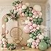 awenztech 141pcs Pink and Green Balloon Arch Garland Kit with Sage Green Pastel Pink Sand White Balloons for Birthday Bridal Shower Party Boho Baby in Bloom Baby Shower Decorations - Image 2