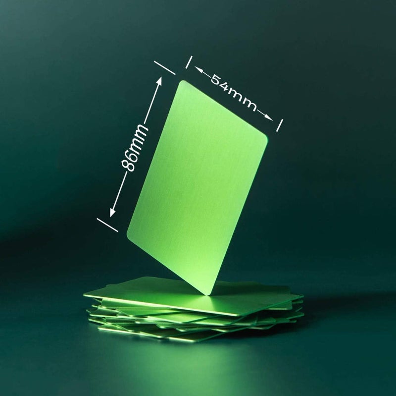 OESDLTD Thick Green Aluminum Metal Business Cards Anodized Aluminum 86 X 54 X 0.8mm 15 pcs Include Protector Sleeves(Frosted) - Image 2