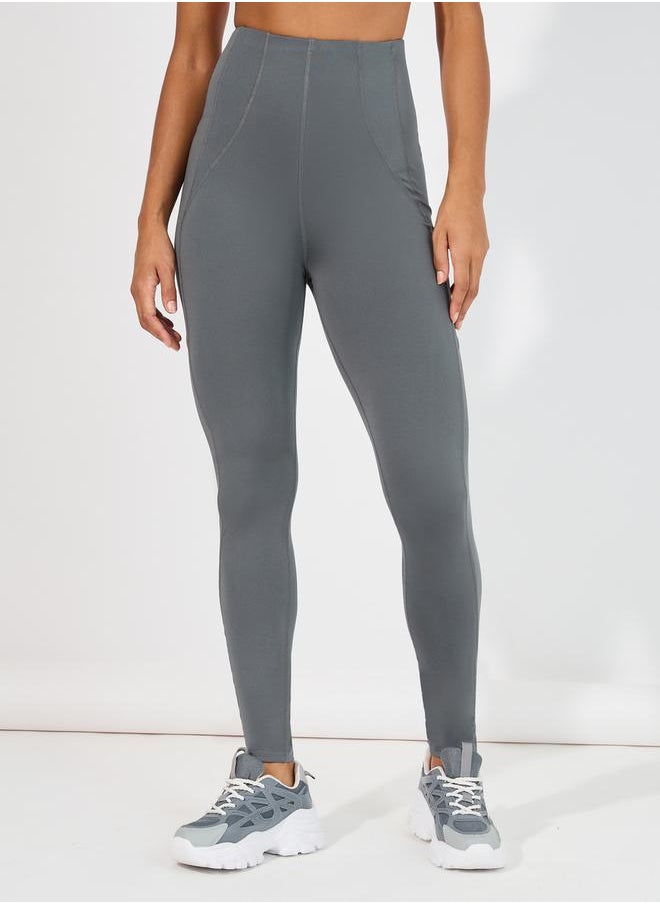 Styli Stitch Detail Back Waist Zipper Pocket Leggings  - Image 2