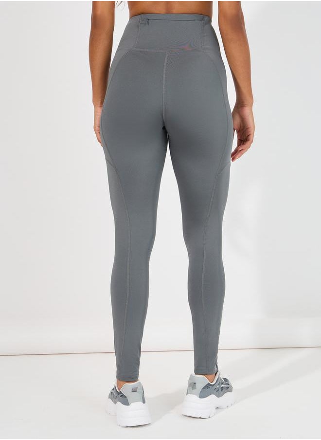 Styli Stitch Detail Back Waist Zipper Pocket Leggings  - Image 4