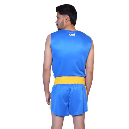 USI UNIVERSAL 409WU Men's Wushu Dress Sleeveless Vest Shorts Uniform Breathable, Wushu Dress For Men, Uniform Short & Vest Set (Size 36, Blue) - Image 3