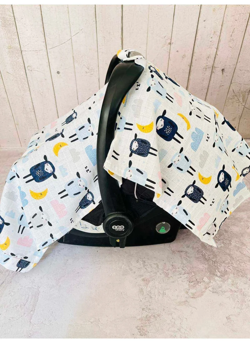 juniperus Sheep Muslin Cloth Stroller Cover and Infant Carrier Cushion