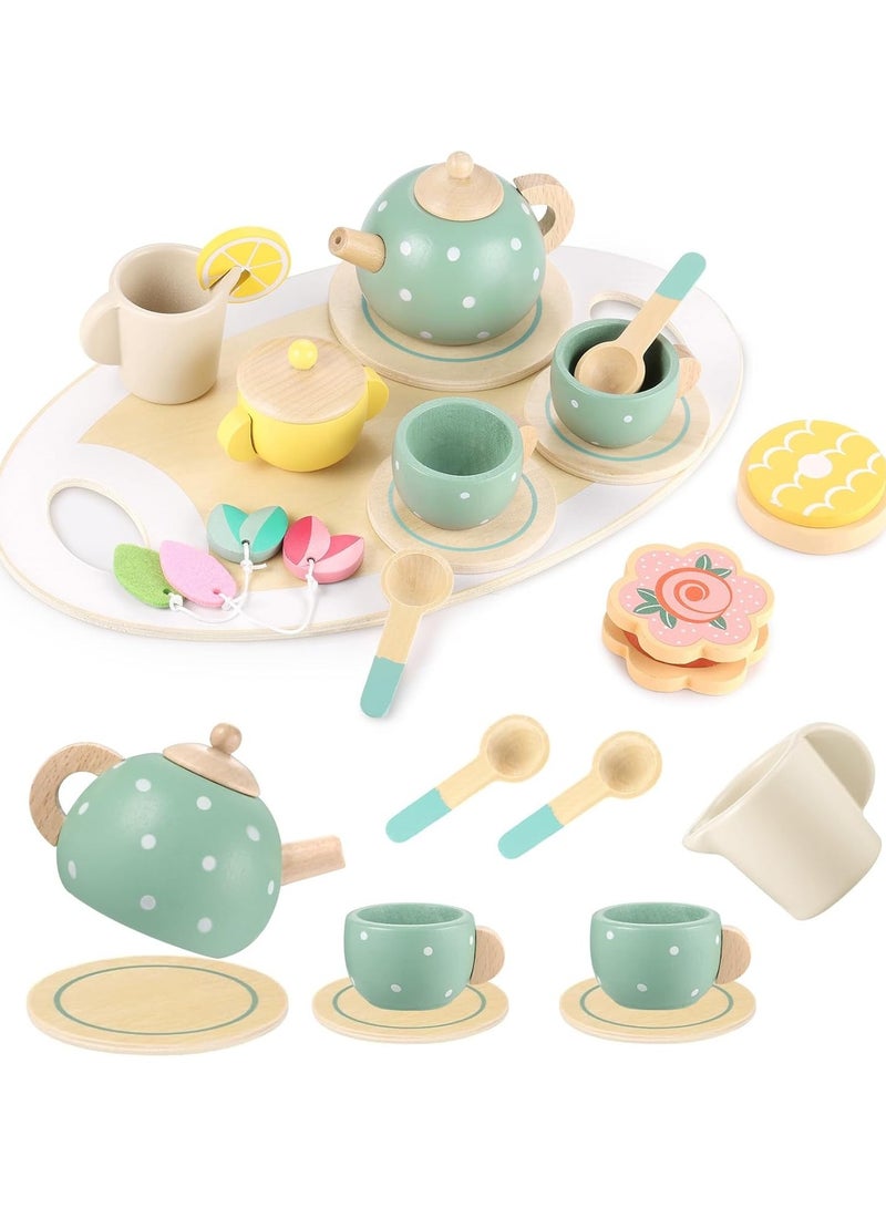 TOY GARDEN Kids Tea Toy Set with Tea Pot Cups, Toddler Girl Boy Afternoon Tea Toy Kitchen Accessories Play Food Playset for Kids Tea Party Toys - Image 1