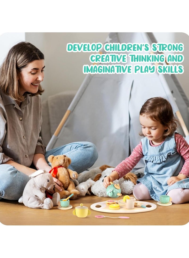 TOY GARDEN Kids Tea Toy Set with Tea Pot Cups, Toddler Girl Boy Afternoon Tea Toy Kitchen Accessories Play Food Playset for Kids Tea Party Toys - Image 4