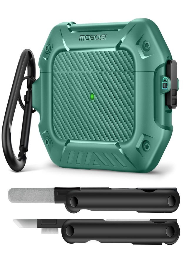 موبوسي جراب MOBOSI لسماعات AirPods Pro 2، متوافق مع غطاء AirPods Pro من الجيل الثاني/الأول، مزود بقفل وسلسلة مفاتيح ومجموعة تنظيف، غطاء صلب واقٍ كامل للجسم مقاوم للصدمات (2023/2022/2019)، أخضر فاتح - Image 1