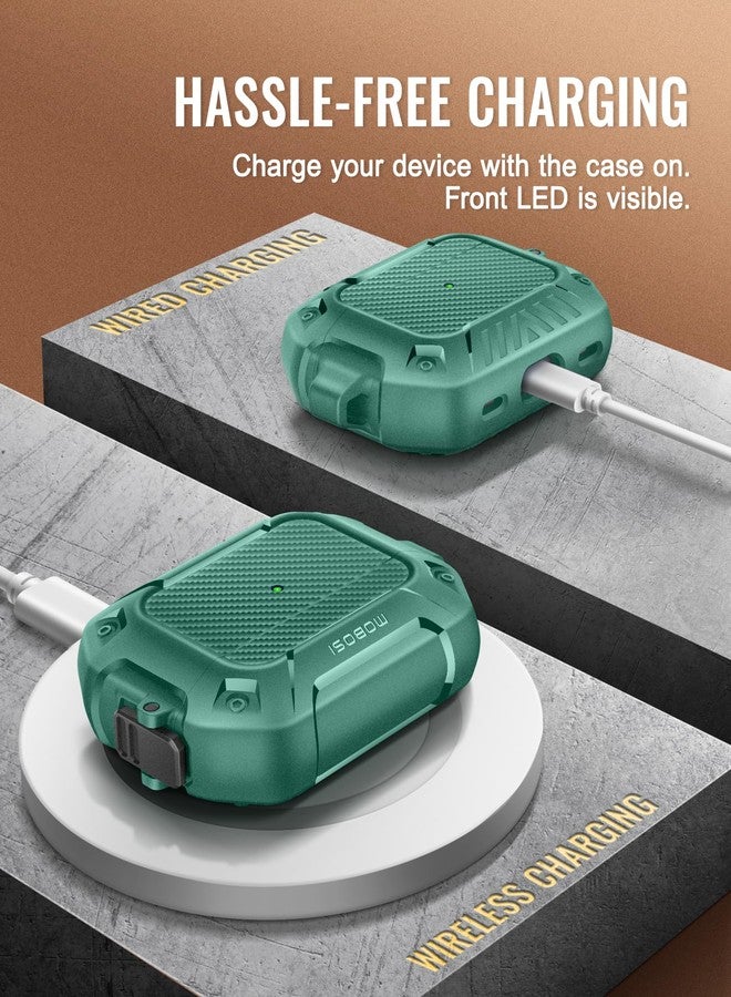 موبوسي جراب MOBOSI لسماعات AirPods Pro 2، متوافق مع غطاء AirPods Pro من الجيل الثاني/الأول، مزود بقفل وسلسلة مفاتيح ومجموعة تنظيف، غطاء صلب واقٍ كامل للجسم مقاوم للصدمات (2023/2022/2019)، أخضر فاتح - Image 3