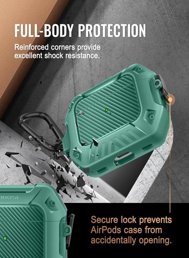 موبوسي جراب MOBOSI لسماعات AirPods Pro 2، متوافق مع غطاء AirPods Pro من الجيل الثاني/الأول، مزود بقفل وسلسلة مفاتيح ومجموعة تنظيف، غطاء صلب واقٍ كامل للجسم مقاوم للصدمات (2023/2022/2019)، أخضر فاتح - Image 5