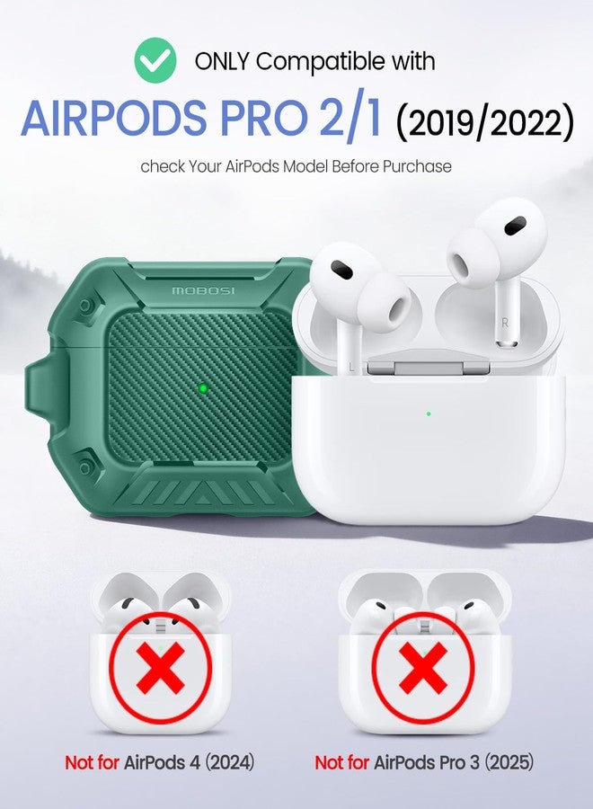 موبوسي جراب MOBOSI لسماعات AirPods Pro 2، متوافق مع غطاء AirPods Pro من الجيل الثاني/الأول، مزود بقفل وسلسلة مفاتيح ومجموعة تنظيف، غطاء صلب واقٍ كامل للجسم مقاوم للصدمات (2023/2022/2019)، أخضر فاتح - Image 2