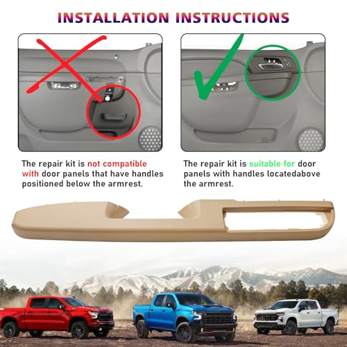 ZONFANT 80995 Front Left Driver Side Armrest Repair, With Door Release Handle Above Armrest Assembly Compatible With Chevy GMC Vehicle 2010-2014 Avalanche Silverado Suburban Tahoe Sierra Yukon XL 1500 2500 - Image 4