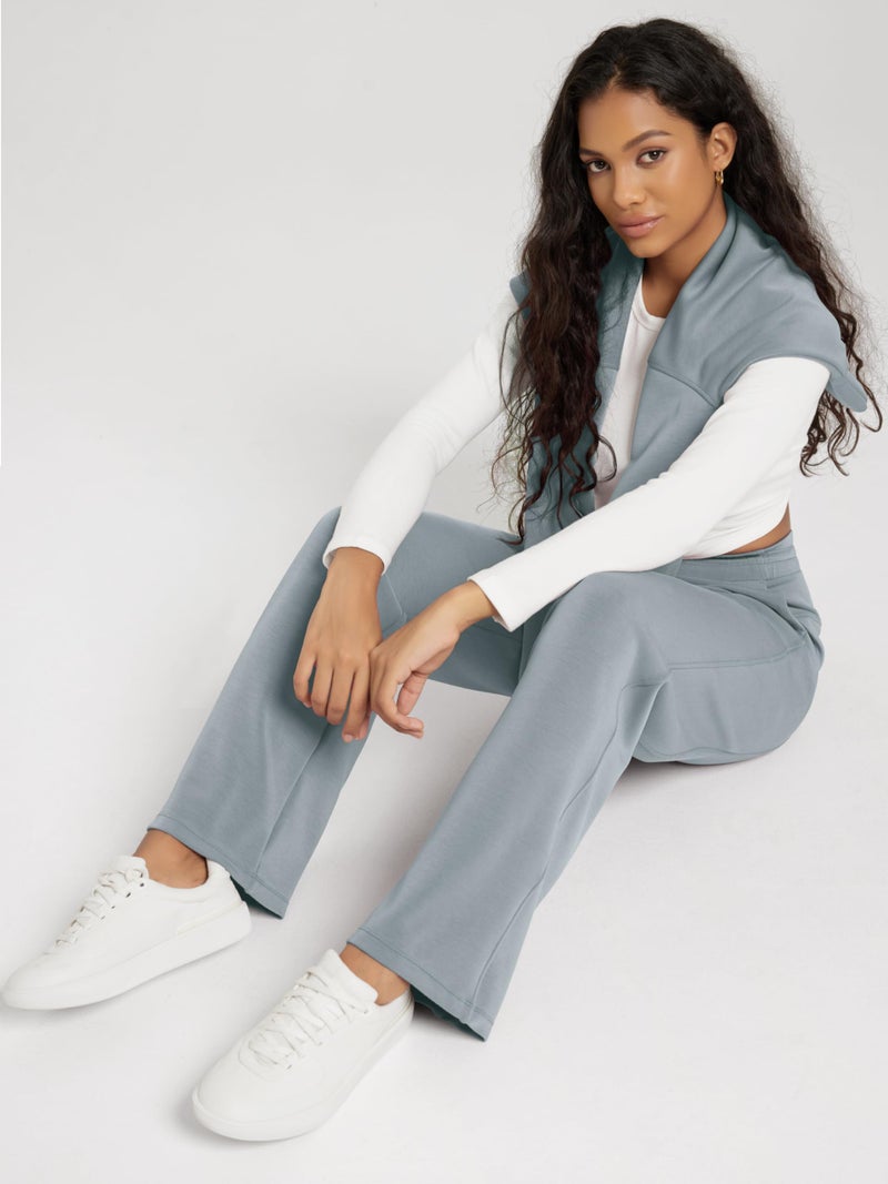 ODODOS Women's Modal Soft Wide Leg Pants with Pockets Adjustable Shockcord High Waist Casual Lounge Pants-31 Inseam, Grey Blue, Small - Image 4