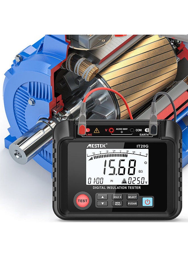 MESTEK - Insulation Resistance Tester Digital Meter Resistance Voltage Polarization Index DAR Measuring Meter LCD Display with Backlight - Image 1