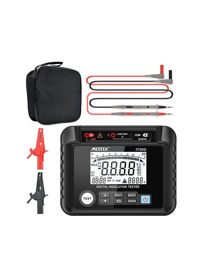 MESTEK - Insulation Resistance Tester Digital Meter Resistance Voltage Polarization Index DAR Measuring Meter LCD Display with Backlight - Image 1