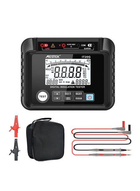 Insulation Resistance Tester Digital Meter Resistance Voltage Polarization Index DAR Measuring Meter LCD Display with Backlight