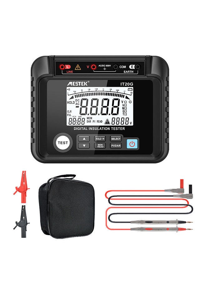 MESTEK - Insulation Resistance Tester Digital Meter Resistance Voltage Polarization Index DAR Measuring Meter LCD Display with Backlight - Image 1