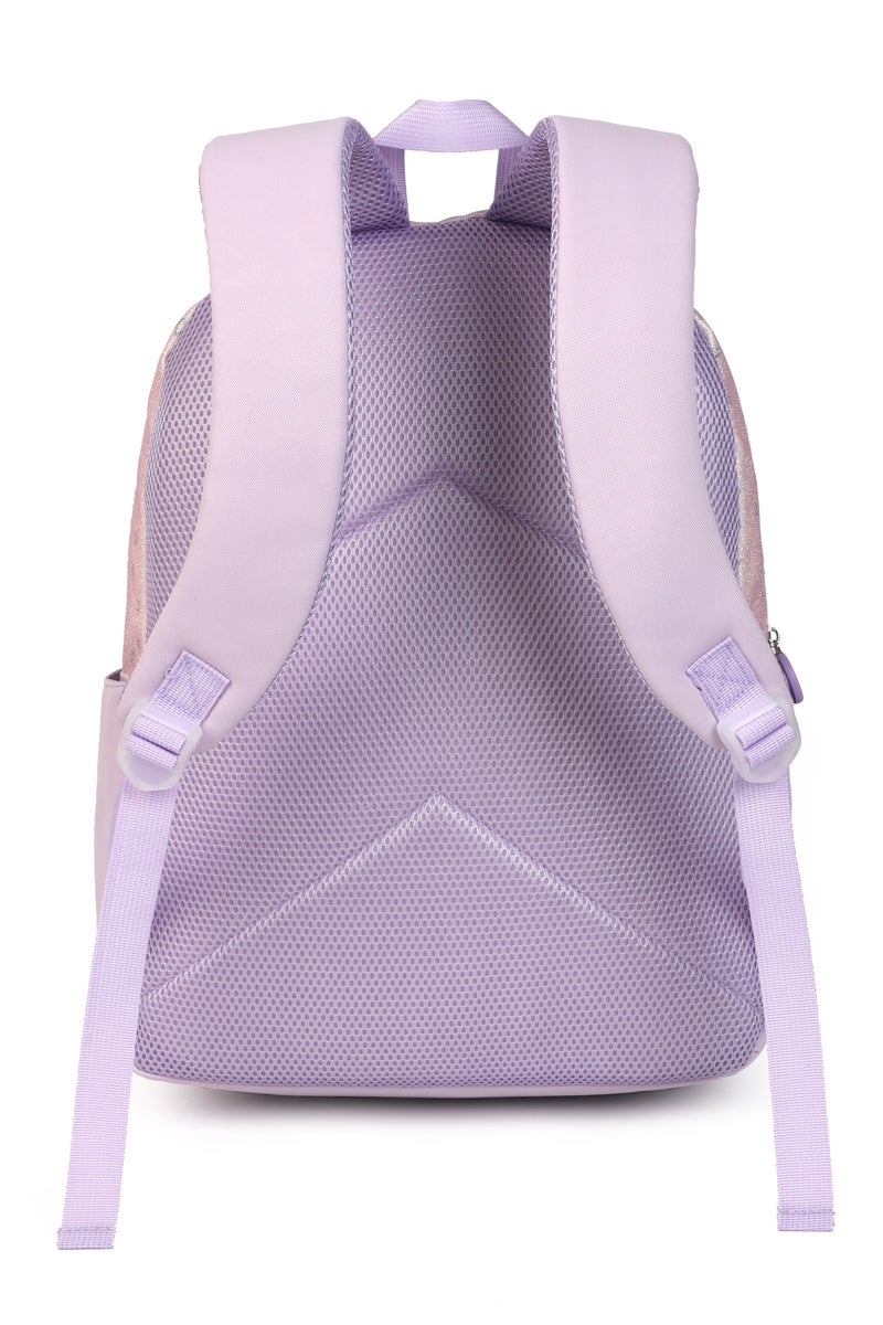 Girls 3-Piece School Bag Set – Lavender Backpack with Star Print, Fluffy Keychain, Matching Lunch Bag & Pencil Case – Lightweight & Durable for Kids, Primary School - Image 5