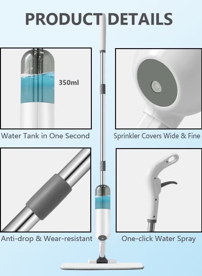 Spray Mop with 2 Washable Microfiber Pads and 350ML Refillable Water Tank - Image 5