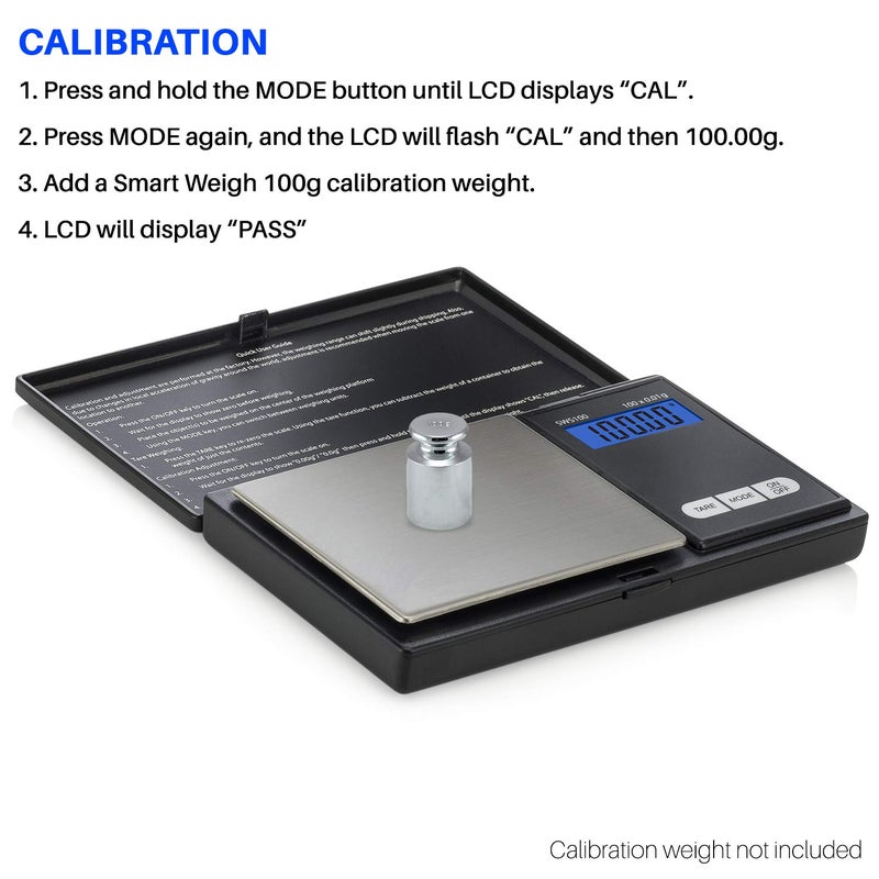 Smart Weigh Digital Pocket Gram Scale,100g x 0.01g Digital Gram Scale, Jewelry Scale, Food Scale, Kitchen Scale Black, Battery Included - Image 5