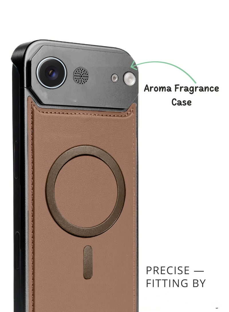 Wtech Apple iPhone Air 5G 2025 Metal Frameless Case Metallic Vegan Leather Magsafe Support Hard Case Cover (MCMPMN) - Brown - Image 4