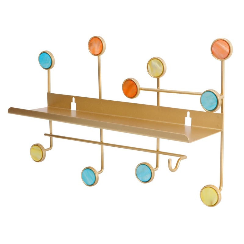 Gold Wall Mounted Storage Rack With Hooks For Bedroom Dormitory - Image 2