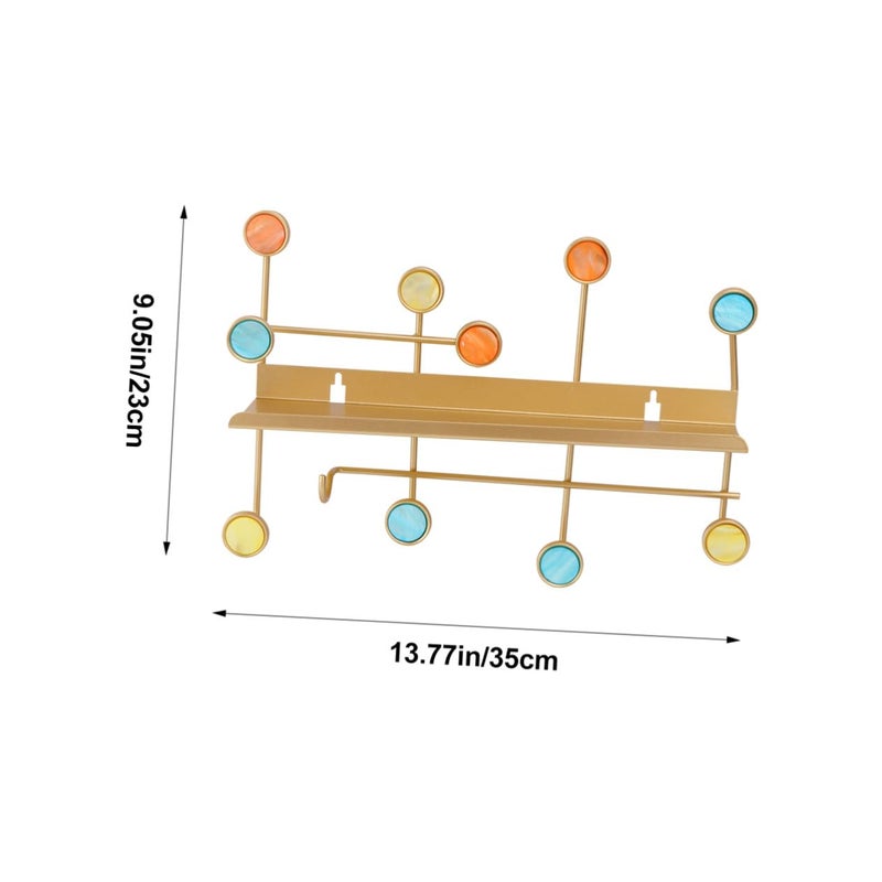 Gold Wall Mounted Storage Rack With Hooks For Bedroom Dormitory - Image 3
