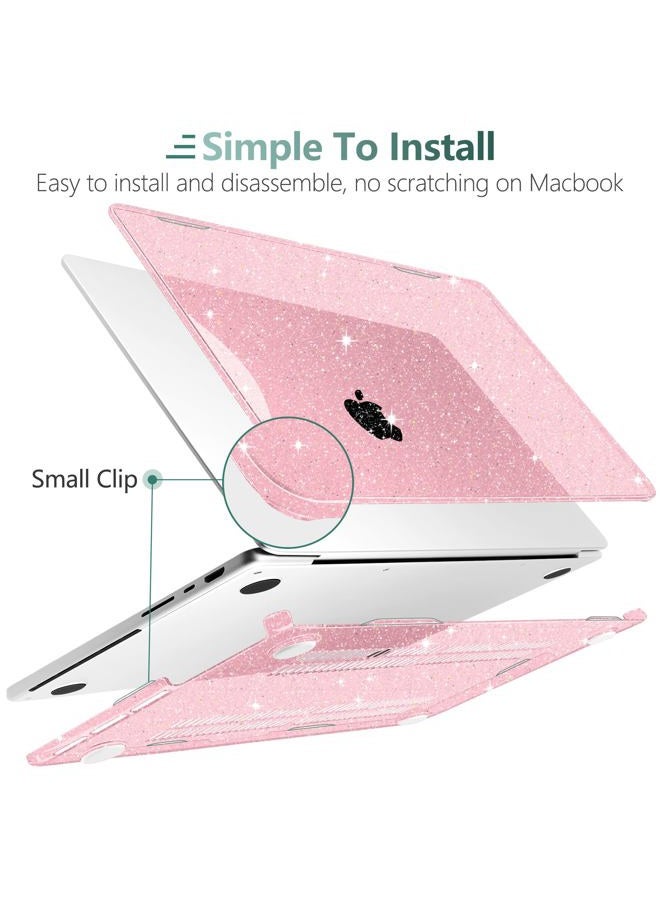 DONGKE Compatible with M3 MacBook Pro 14 inch 2023 2022 2021 Case Model A2918 A2992 A2779 M2 A2442 M1 Pro/Max with Retina XDR Display & Touch ID, Bling Glitter Plastic Hard Shell Cover Pink - Image 4