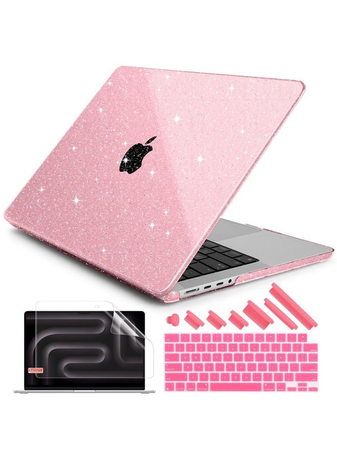 DONGKE Compatible with M3 MacBook Pro 14 inch 2023 2022 2021 Case Model A2918 A2992 A2779 M2 A2442 M1 Pro/Max with Retina XDR Display & Touch ID, Bling Glitter Plastic Hard Shell Cover Pink - Image 1