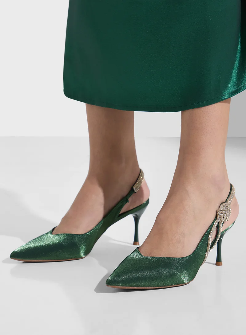 Ella Limited Edition Diamante Sling Back Pointy Pump