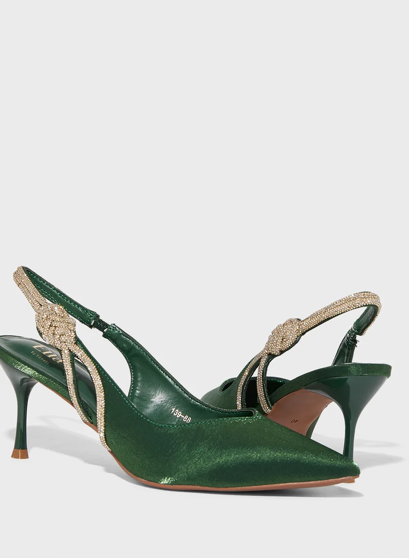 Ella Limited Edition Diamante Sling Back Pointy Pump
