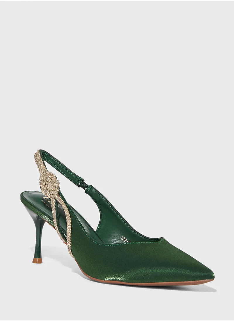 Ella Limited Edition Diamante Sling Back Pointy Pump