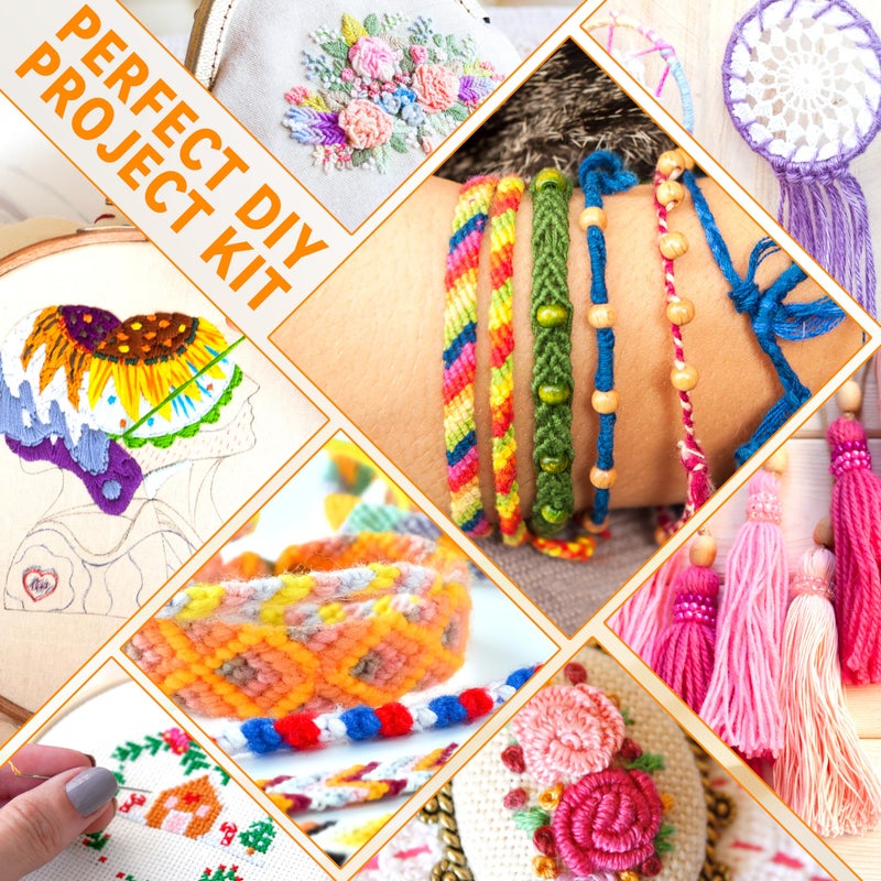 BYMORE 262 Pack Embroidery Thread Floss Kit Including 200 Colors 8 M/Pcs Cross Stitch Sewing Thread with Floss Bins and 62 Pcs Cross Stitch Tool,4-Tier Transparent Storage Box - Image 5