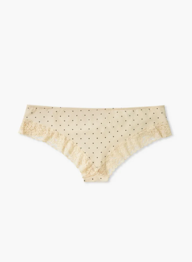 سبلاش فيڤ بيكيني مطبوع بتفاصيل دانتيل وخصر مطاطي