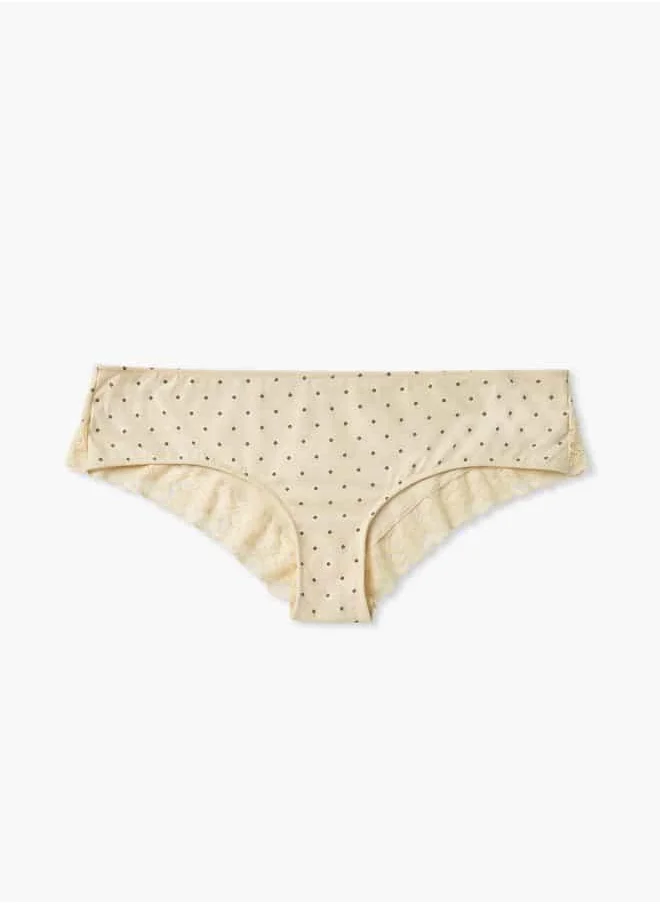 فاف Printed Cheekster Bikini with Lace Detail and Elasticated Waistband