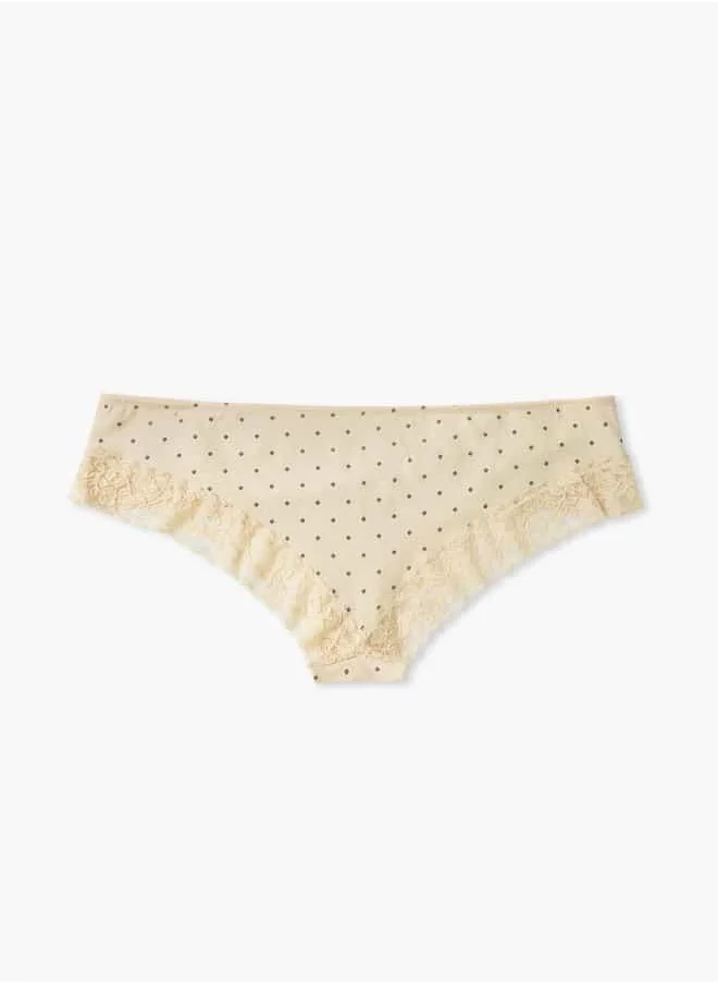 فاف Printed Cheekster Bikini with Lace Detail and Elasticated Waistband