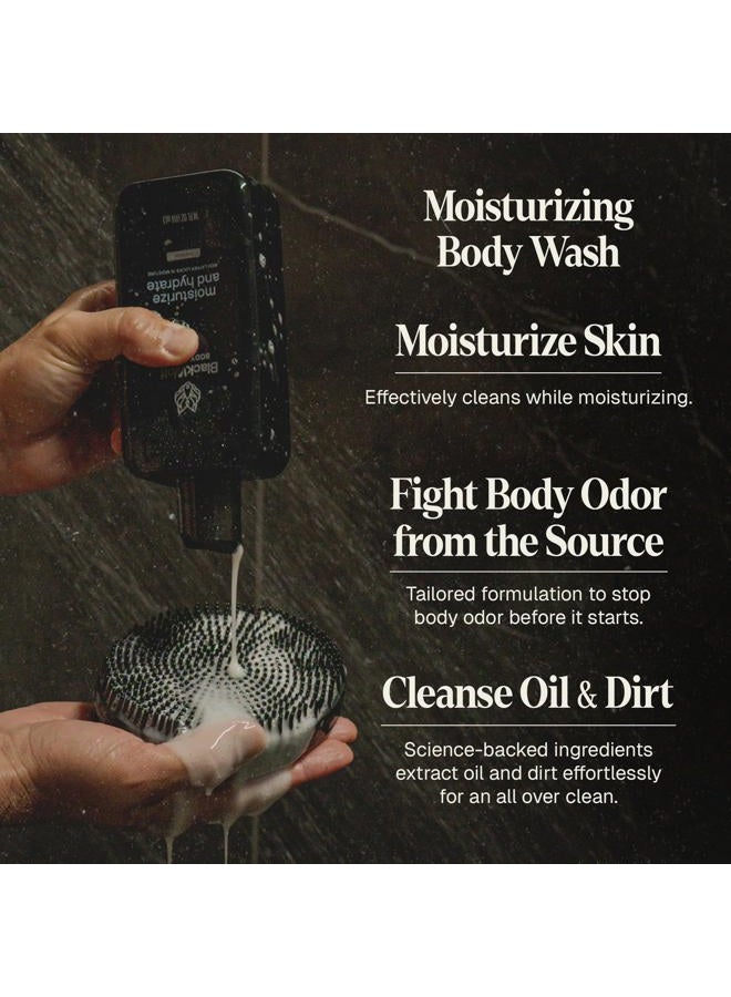 Black Wolf 7-Piece Skincare Gift Set for Men - Face Wash, Face Scrub, Body Wash, Moisturizer, Eye Gel, Scrubber, & Toiletry Bag - Charcoal Powder & Salicylic Acid Skin Cleansing for All Skin Types - Image 4