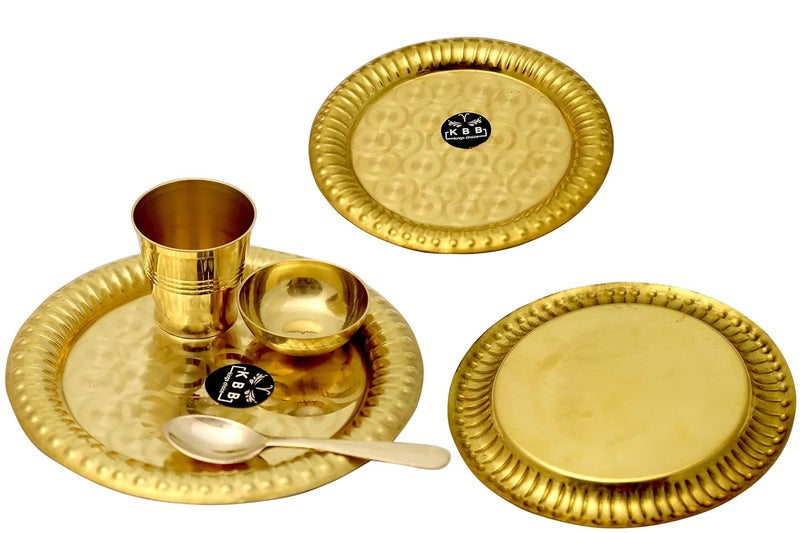 KBB Brass Pojja Thali Bhog Set Puja Set Desig Plain - Image 4
