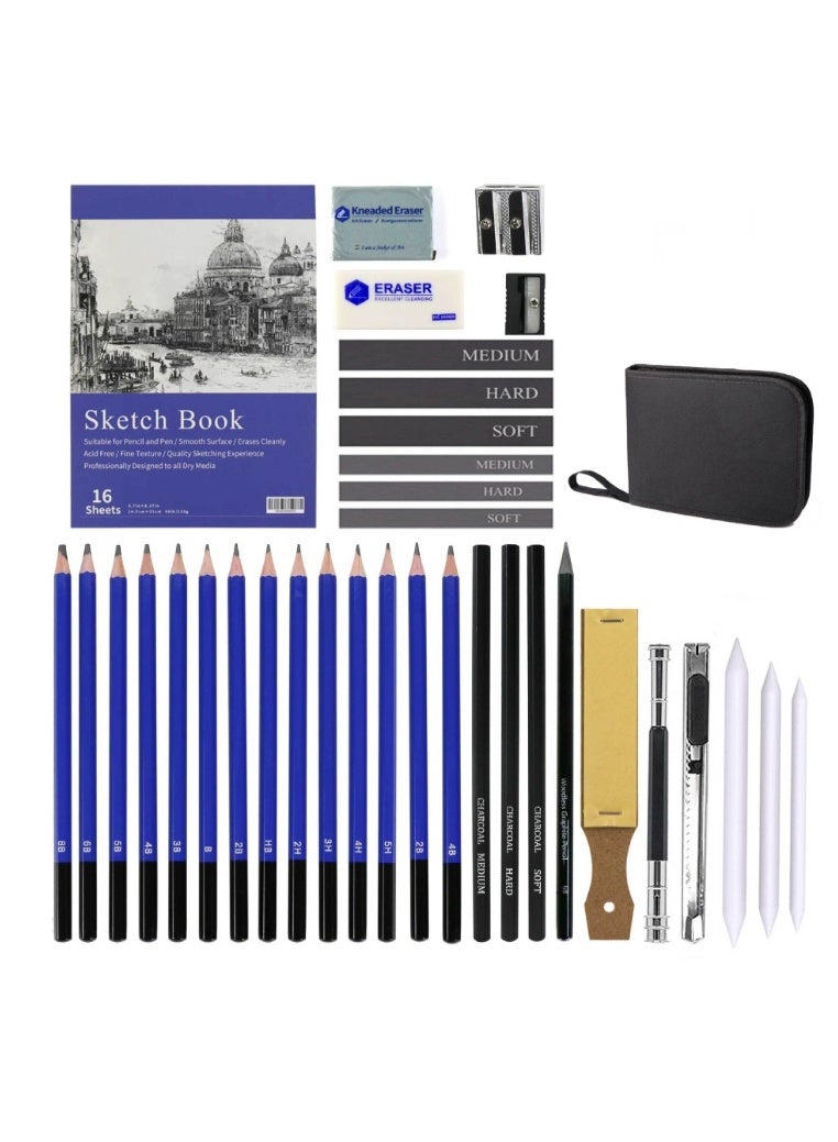 33 Pieces Drawing Pencils Set, Sketching Pencils Set & Drawing Kit, Includes Sketch Pad, Graphite Pencils, Charcoal Sticks and Eraser, Supplies for Artists/Beginner/Adults - Image 2