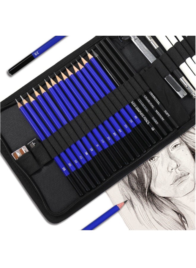 33 Pieces Drawing Pencils Set, Sketching Pencils Set & Drawing Kit, Includes Sketch Pad, Graphite Pencils, Charcoal Sticks and Eraser, Supplies for Artists/Beginner/Adults - Image 3