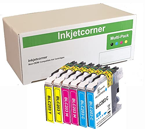 Inkjetcorner Compatible Ink Cartridges Replacement for LC203CL LC203XL for use with MFC-J460DW MFC-J480DW MFC-J485DW MFC-J680DW MFC-J880DW MFC-J885DW (2 Cyan 2 Magenta 2 Yellow, 6-Pack) - Image 1