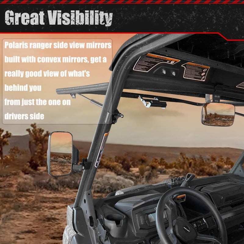 SUNPIE UTV Side View Mirrors for Polaris Ranger and Can-Am Models - Image 5