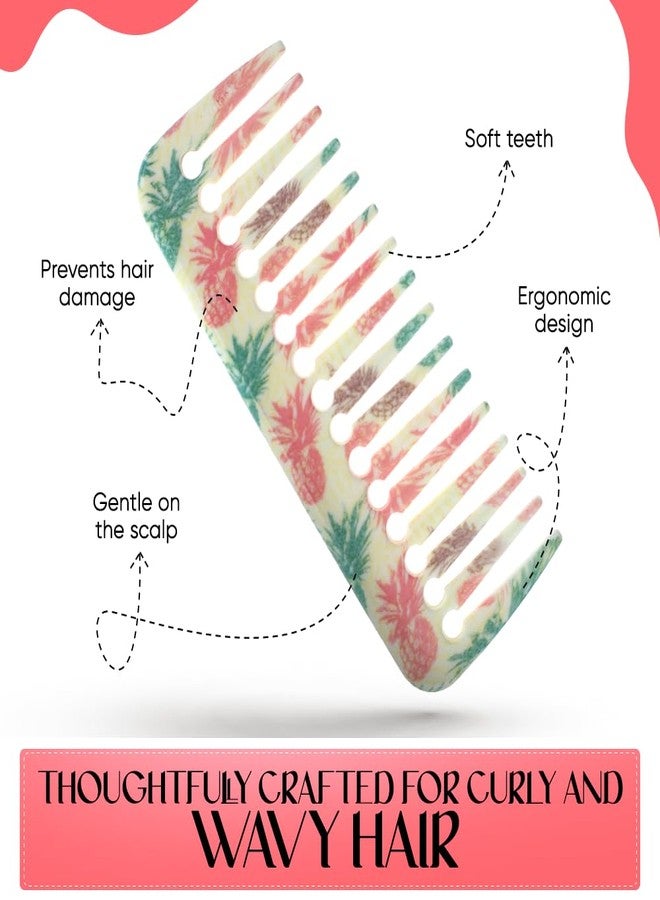 FOLELLO - Professional Detangling Wide Teeth Hair Comb for Women & Men - Ergonomic Rounded Corners Shampoo Comb for Curly and Wavy Hair - Comfortable & Lightweight Comb - Image 3