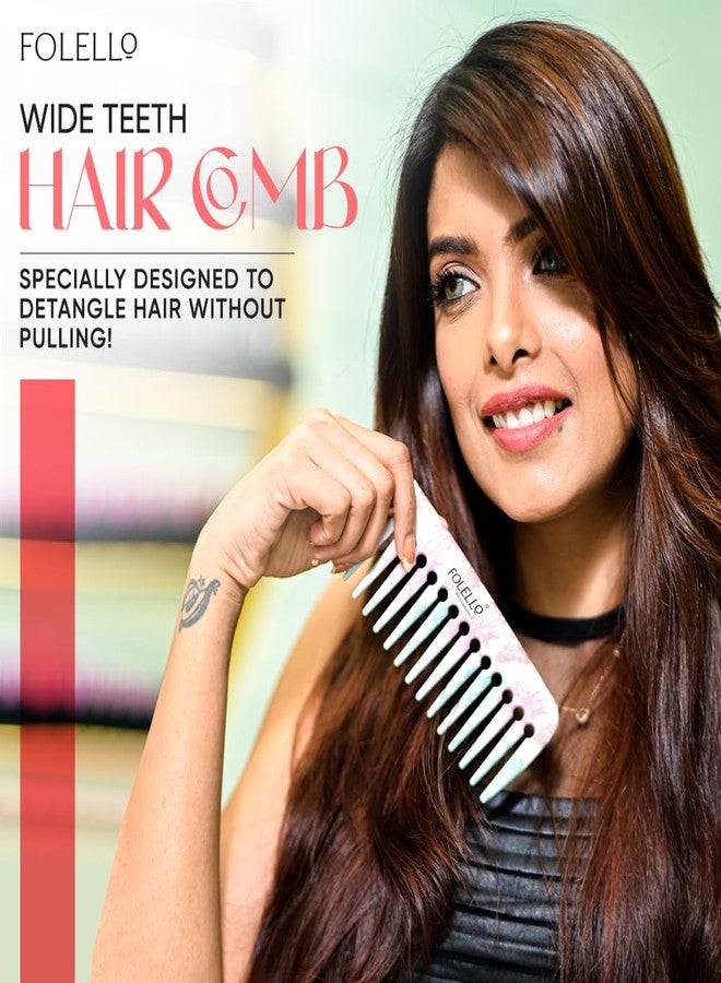 FOLELLO - Professional Detangling Wide Teeth Hair Comb for Women & Men - Ergonomic Rounded Corners Shampoo Comb for Curly and Wavy Hair - Comfortable & Lightweight Comb - Image 2