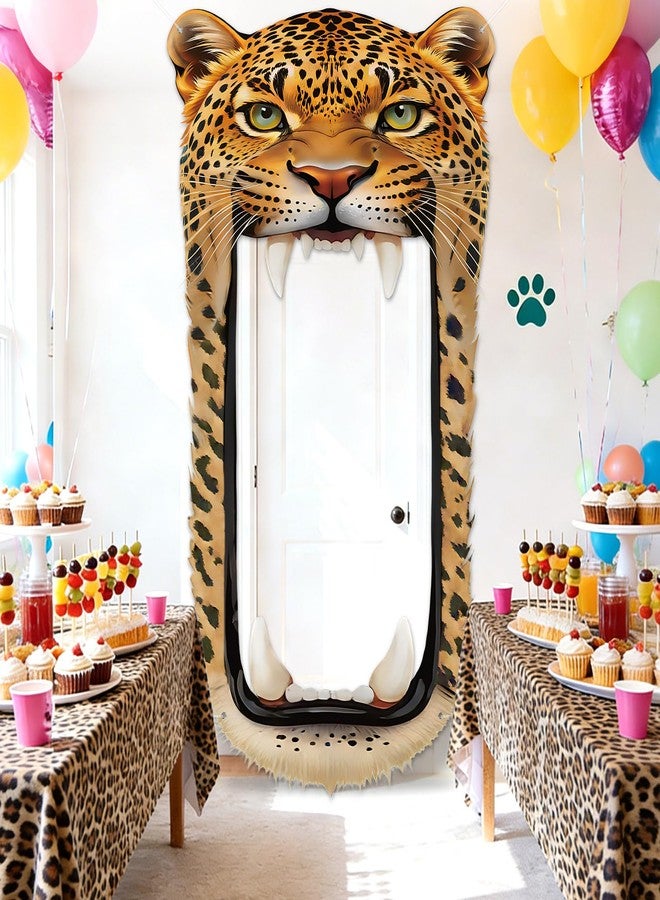Oitnlaughter Leopard Birthday Door Banner Cheetah Party Decorations Cheetah Print Door Cover Jungle Animal Hanging Banner Leopard Porch Sign for Birthday Safari Theme Wild Animals Party Baby Shower Supplies - Image 4