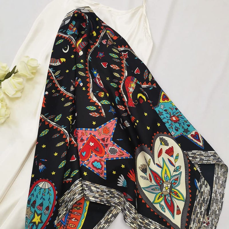 Julunar Silk Like Head Scarf for Women - Satin Large Hair Scarves - 35" Square Silk Hair Wrap for Sleeping with Gift Packed - Image 3