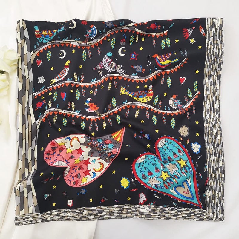 Julunar Silk Like Head Scarf for Women - Satin Large Hair Scarves - 35" Square Silk Hair Wrap for Sleeping with Gift Packed - Image 2