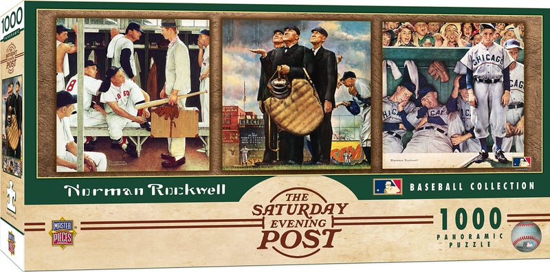 MasterPieces 1000 Piece Jigsaw Puzzle for Adults, Family, Or Kids - Baseball Collection by Norman Rockwell - 13"x39" - Image 1