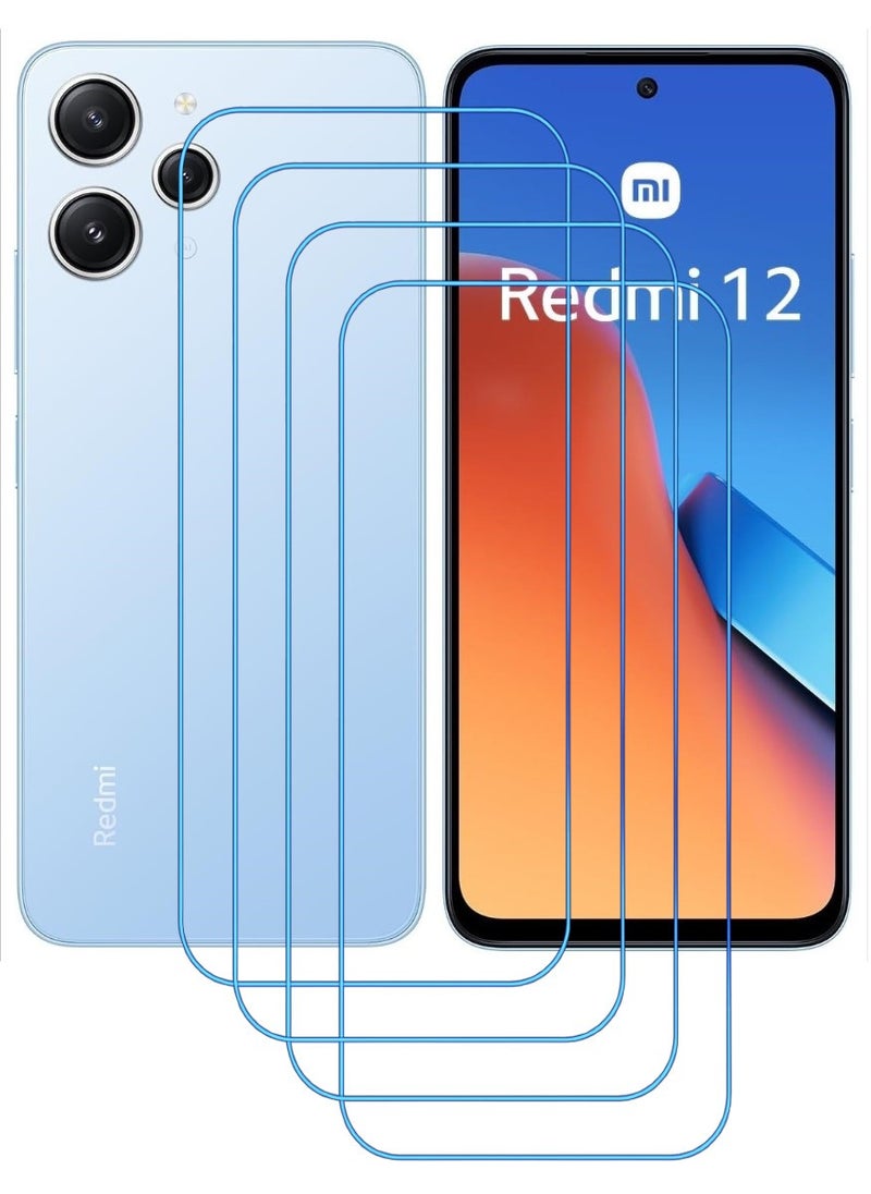 ACLIX 4 Pieces Antistatic ESD Dustproof Premium Quality High Definition Clear Tempered Glass Screen Protector Designed For Xiaomi Redmi 12 - Image 1