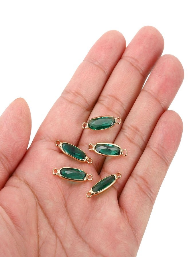 PATIKIL Birthstone Connector Link, 10Pcs Diamond Clear Charm Links, Round Glass Jewelry Findings Crystal Bead Link for Drop Dangle Pendants Necklace Bracelet Earring, Green - Image 4