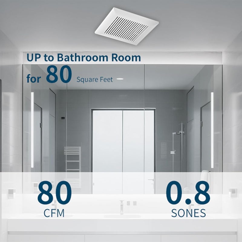Tech Drive Bathroom Exhaust Fan 80 CFM, 0.8 Sone, 4-Inch Duct,No Attic Access Needed,Super Quiet Ventilation Fan, Easy to Install Ceiling Mounted, White, ETL Certified - Image 3
