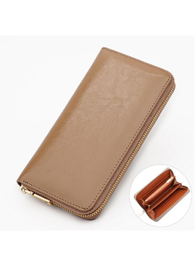 New Oil Wax Cowhide Long Wallet